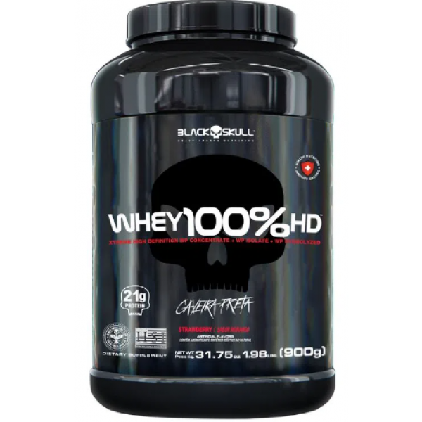 WHEY 100% HD POTE MORANGO 900G BLACKSKULL