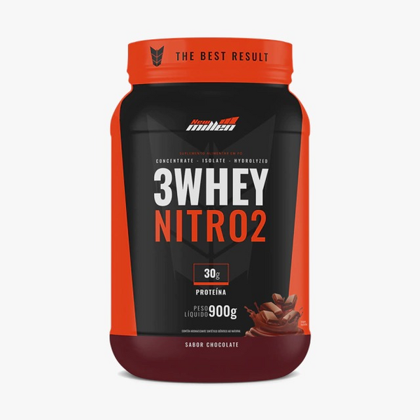 3 WHEY NITRO 2 CHOCOLATE POTE 900G NEW MILLEN 