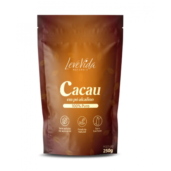 Cacau em pó alcalino 100% Puro 250g Leve Vida