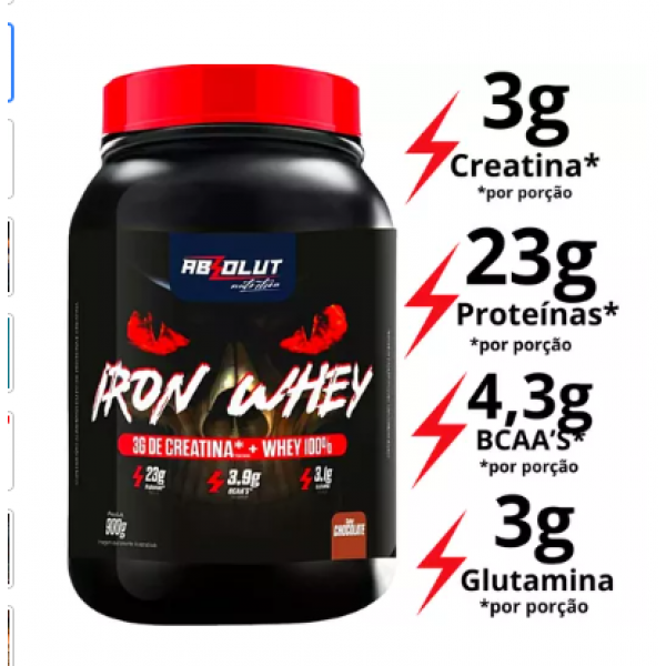 IRON WHEY + CREATINA 3G SABOR BAUNILHA 900G ABSOLUT