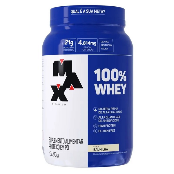 100% WHEY POTE 900G BAUNILHA MAX TITANIUM