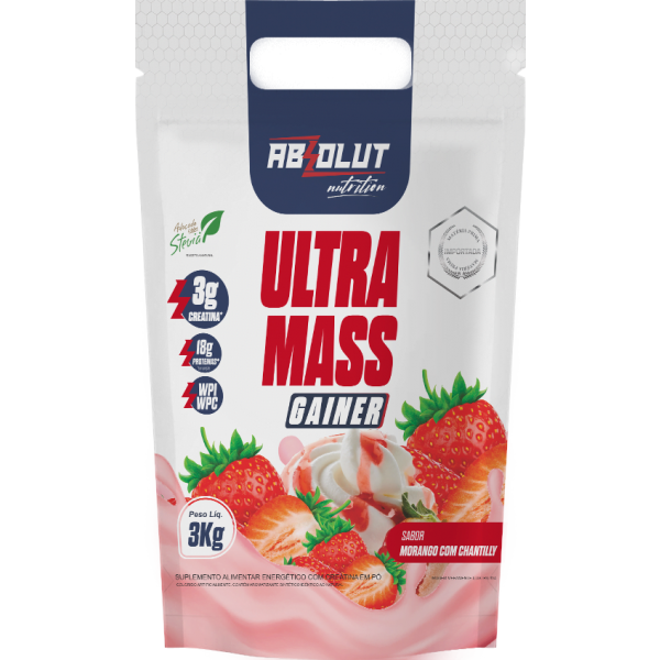 ULTRA MASS GAINER MORANGO COM CHANTILLY 3 KG ABSOLUT