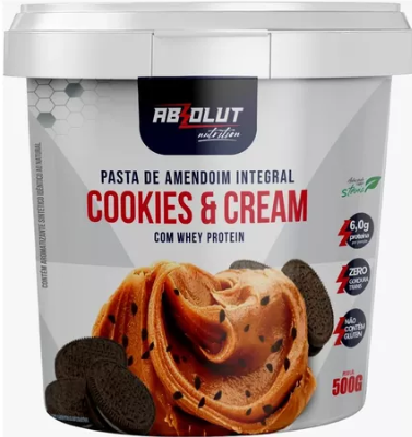 PASTA AMENDOIM COM WHEY PROTEIN COOKIES 500G ABSOLUT