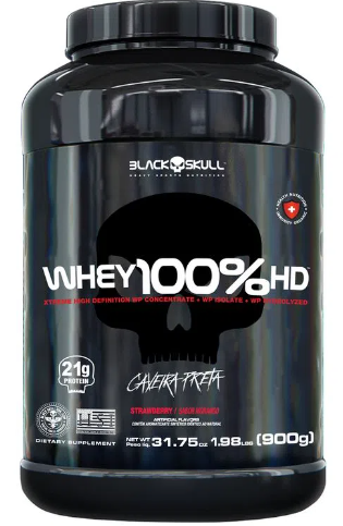 WHEY 100% HD POTE MORANGO 900G BLACKSKULL