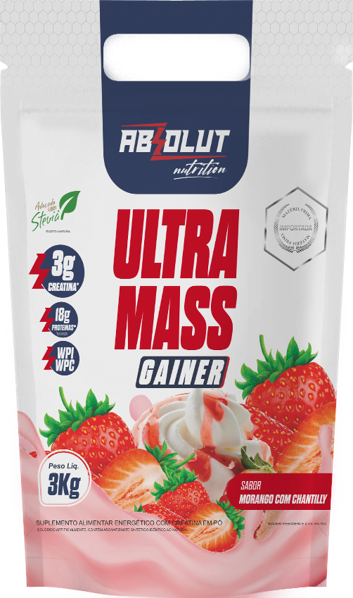 ULTRA MASS GAINER MORANGO COM CHANTILLY 3 KG ABSOLUT