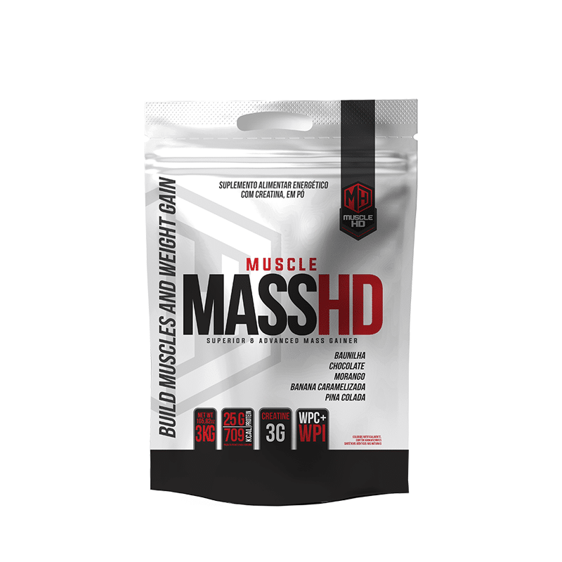 MUSCLE MASS HD 3KG (COM CREATINA) MORANGO MHD