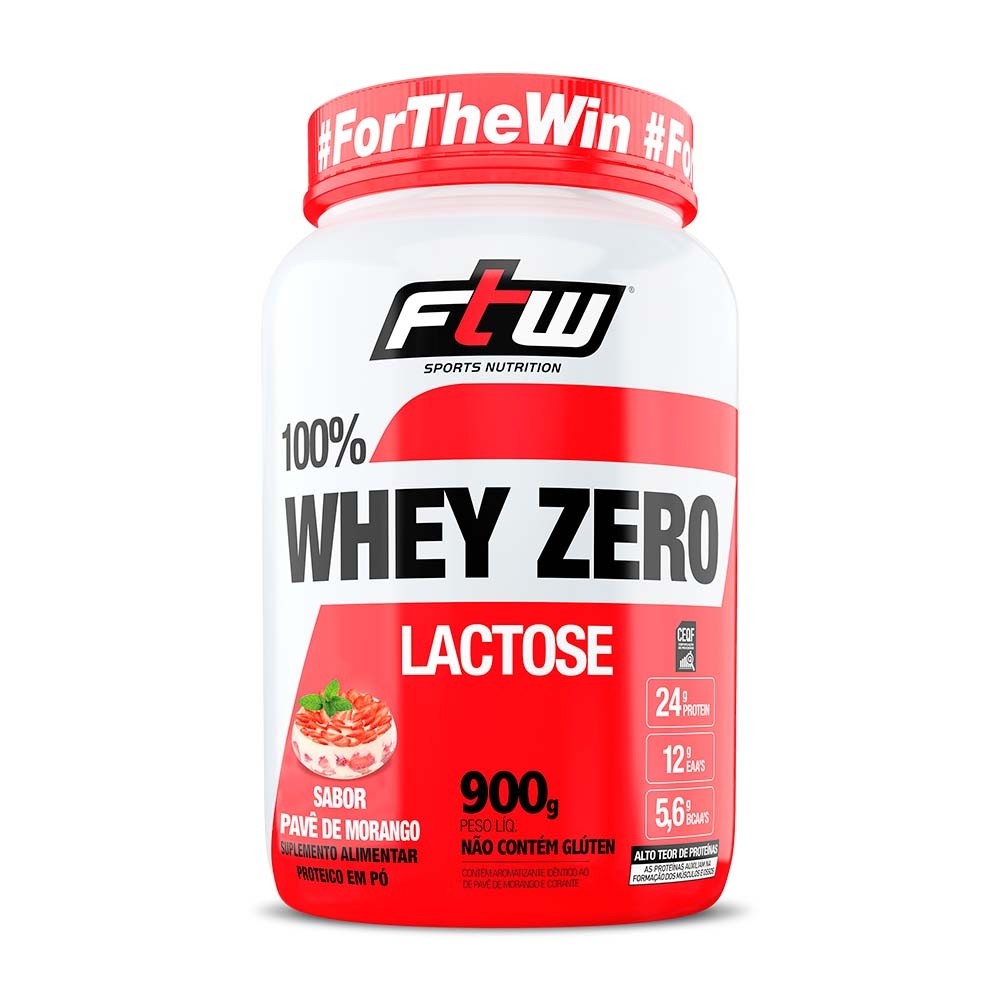 FTW 100% WHEY ZERO LACTOSE 900G - PAVE DE MORANGO