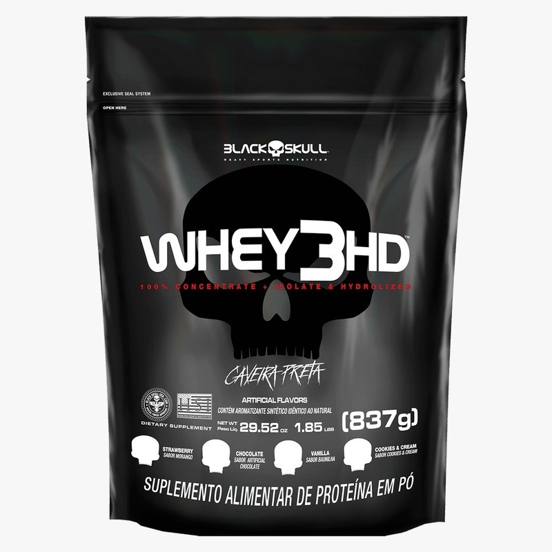 REFIL WHEY 3 HD CHOCOLATE 837G - BLACK SKULL